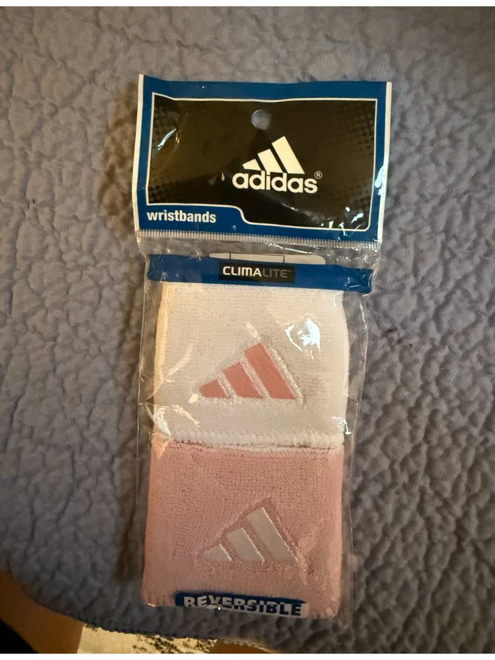 adidas Reversible Climalite Wristbands — White & Light Pink